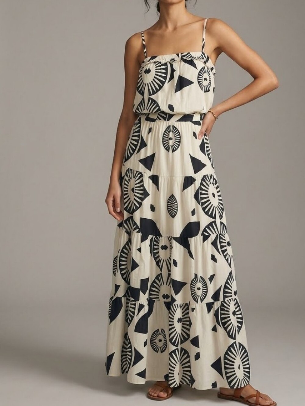 New TRUTH Be Bold Be True Be You $478 A-Line Printed Maxi Tank Dress S 100%cott